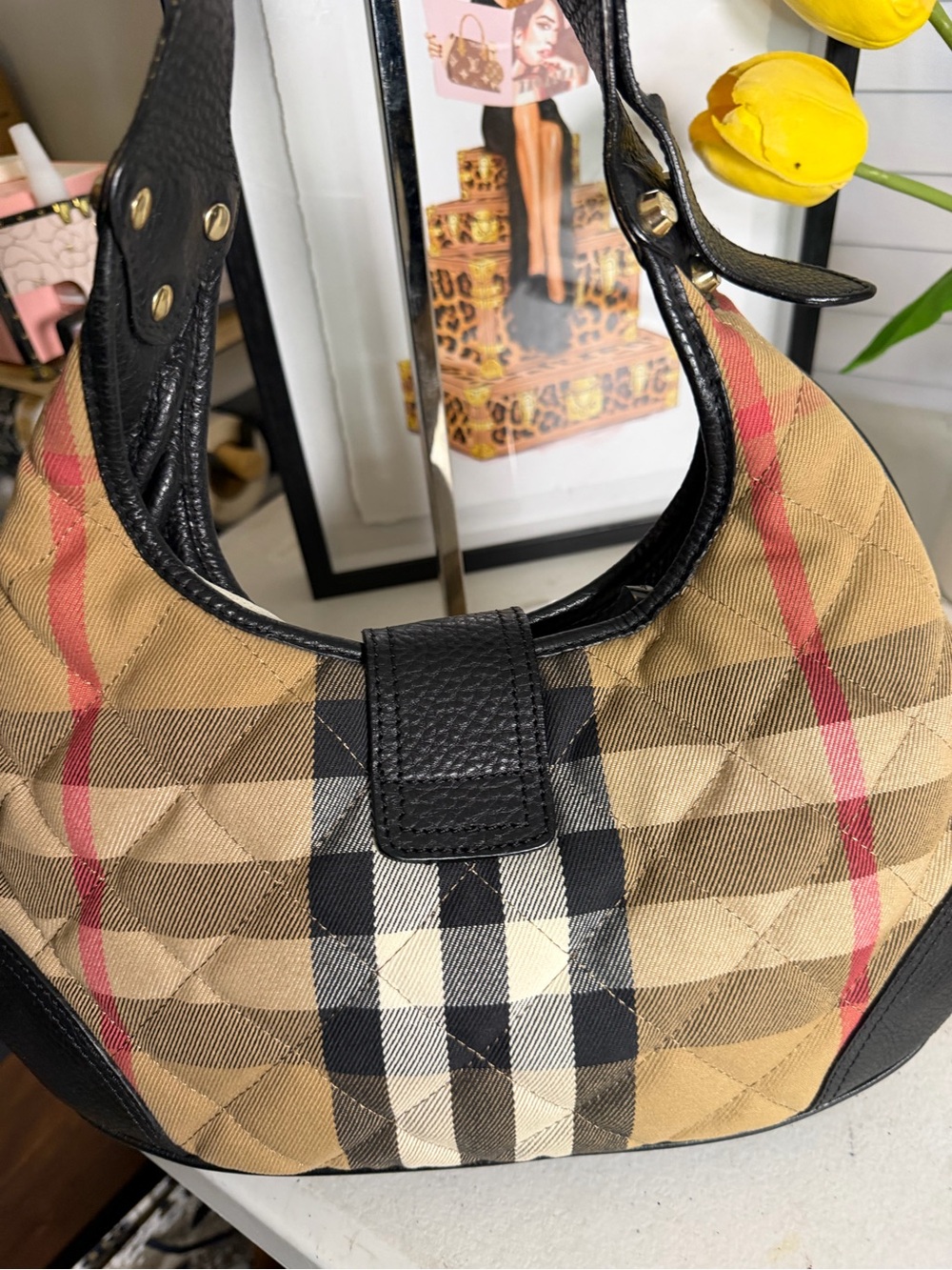 Burberry Brook House Quilted Hobo Bag - Picture 8 of 14